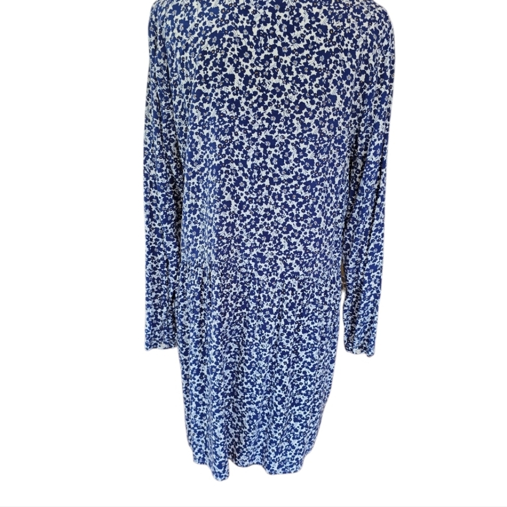 Old Navy Blue White Floral Long Sleeve Dress L - Picture 3 of 8